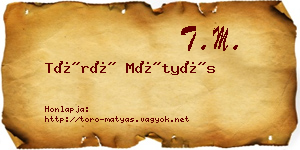 Törő Mátyás névjegykártya